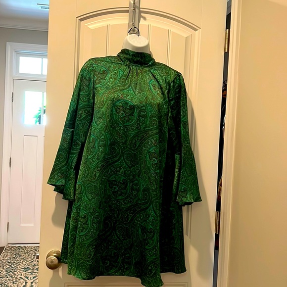 Julie Brown Green Paisley silk dress - Picture 1 of 4
